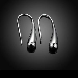 925 Silver  Simple Water Drop Shape Silver Earrings